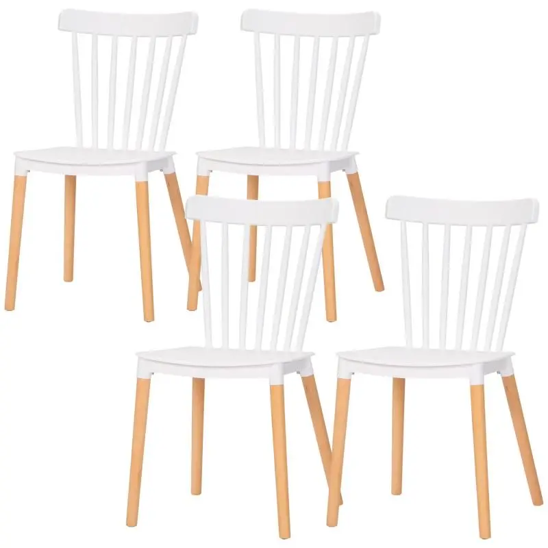 Set of 4 Scandinavian Dining Chairs, White
