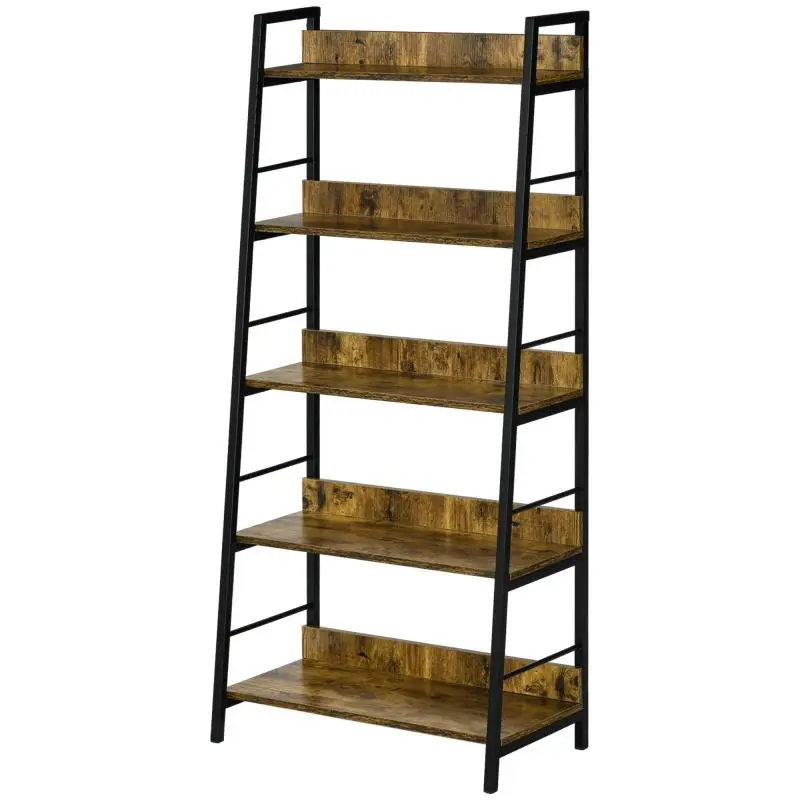 5-Tier Leaning Bookshelf, 149.5 cm