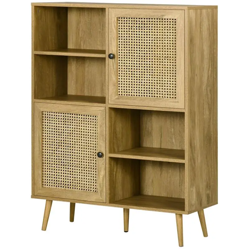 Tall 2-Door Storage Cabinet with Cane Detailing