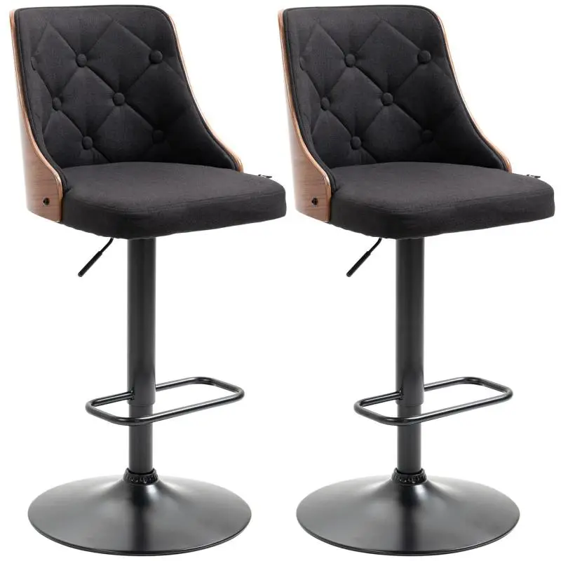 Set of 2 Height-Adjustable Swivel Bar Stools