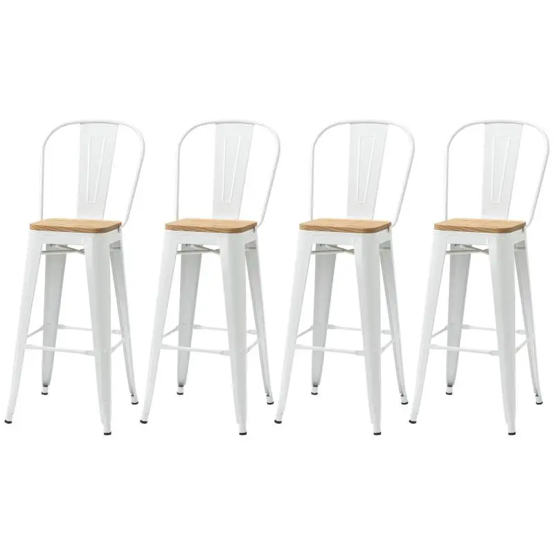 Set of 4 Industrial Bar Stools, 76 cm Seat Height