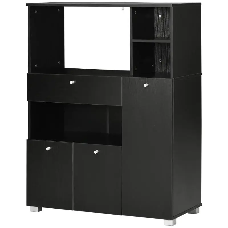 Microwave Storage Unit with 2 Cupboards and Drawer