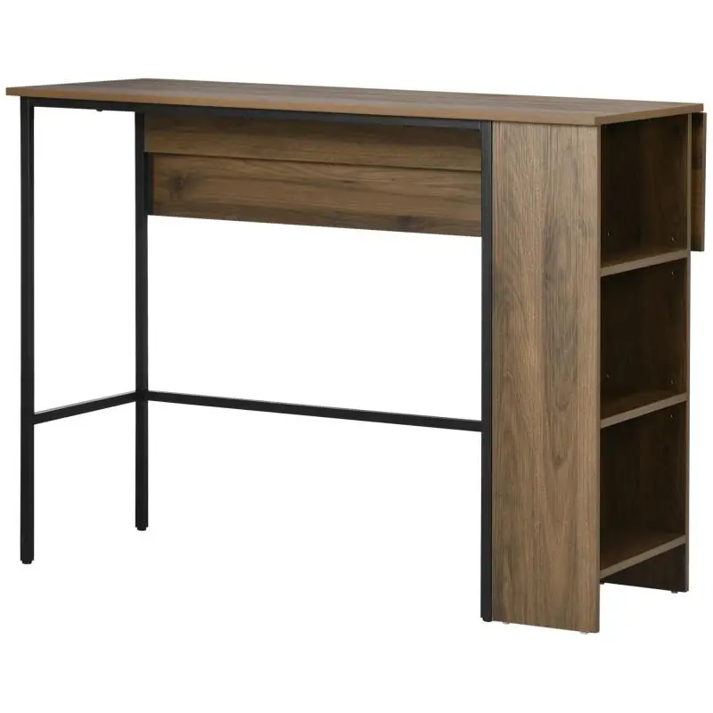 Kitchen Island Bar Table with Drop-Leaf Side Top