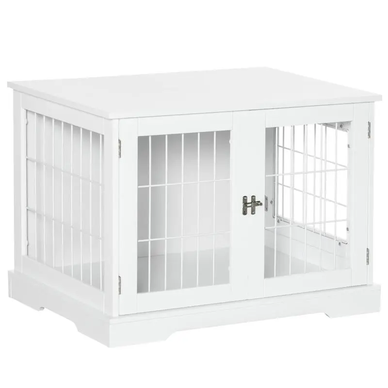 Indoor Dog Crate Side Table with 2 Lockable Doors