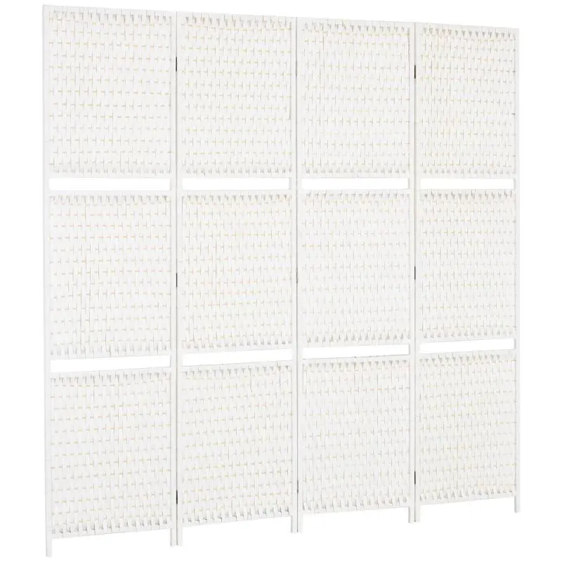 4-Panel Room Divider with 2 Shelves