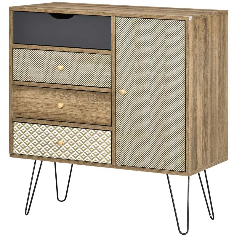 Storage Unit with 4 Drawers and Cupboard