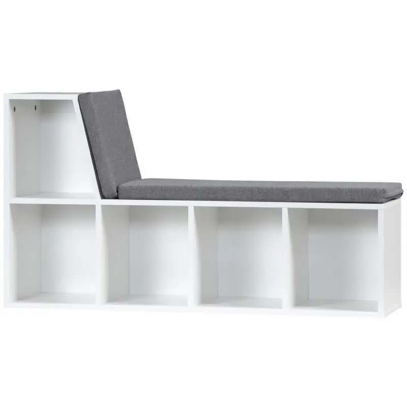 2-in-1 Bookcase Bench with 5 Compartments