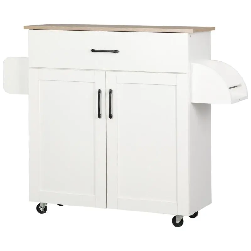 Kitchen Island Trolley with Drawer and Adjustable Shelf