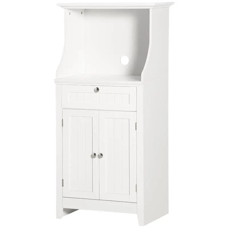 Microwave cabinet for kitchen with 1 drawer, 2 doors, 60 x 40 x 122.5 cm - MDF - White