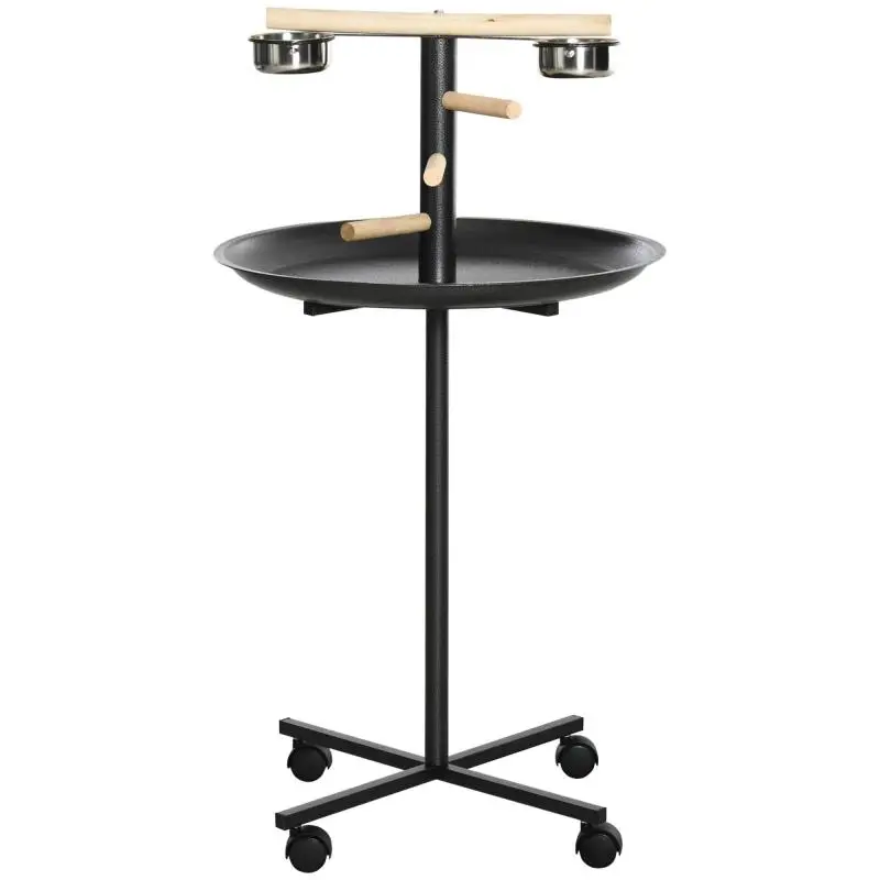 Freestanding Parrot Perch with Feeding Bowls