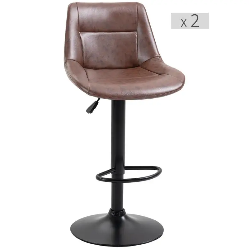 Set of 2 Adjustable Swivel Bar Stools with Footrest