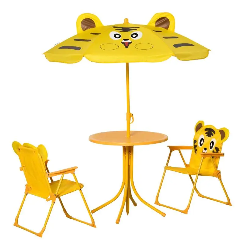 Kids Outdoor Patio Set with Round Table and Parasol