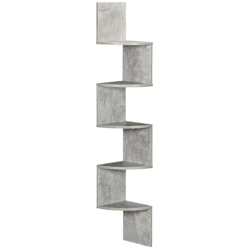 Wall-Mounted Corner Shelf, 5 Tiers