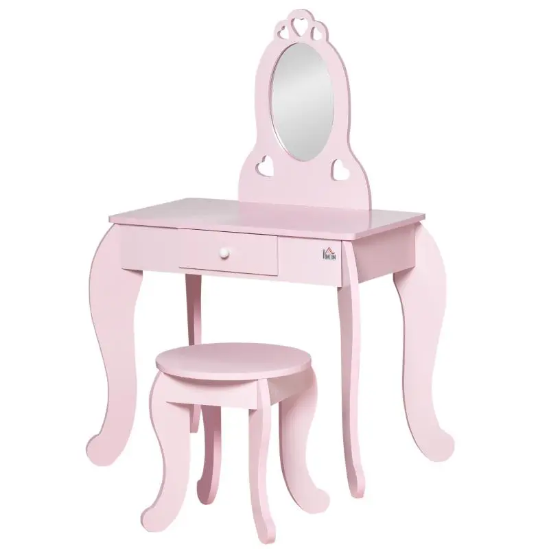 Children’s Vanity Table with Stool, Pink