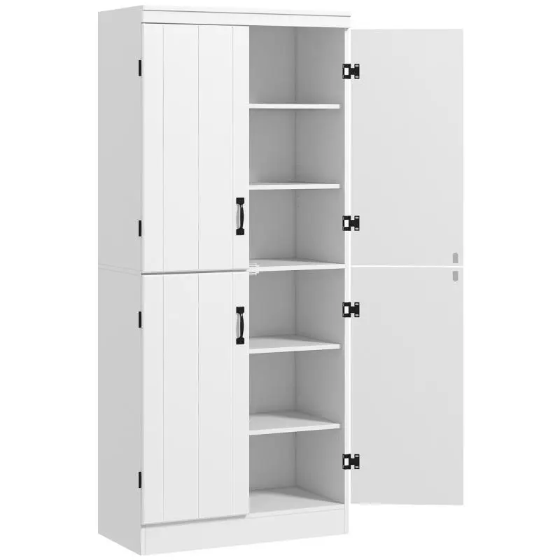 Kitchen Cabinet with 4 Doors and 6 Shelves, 76 x 40 x 176.7 cm