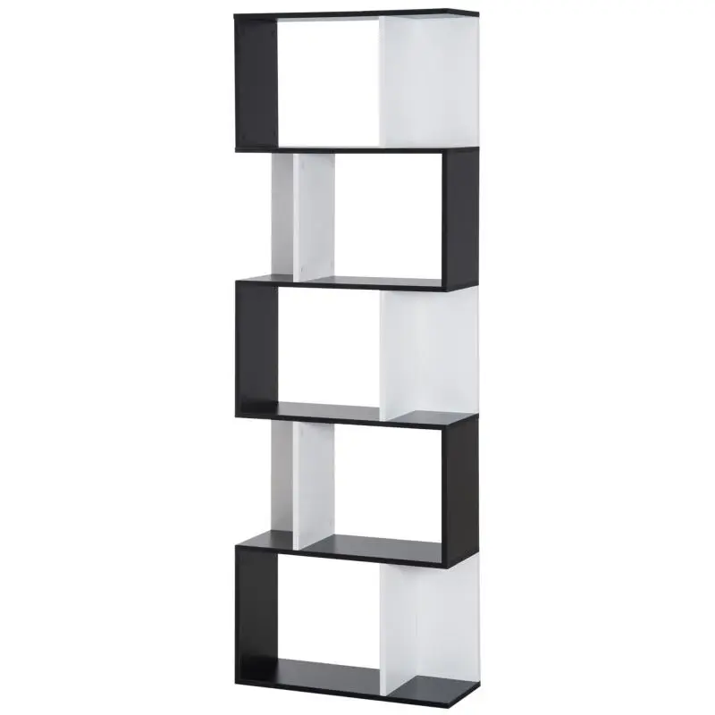 5-Tier S-Shaped Bookcase, Black