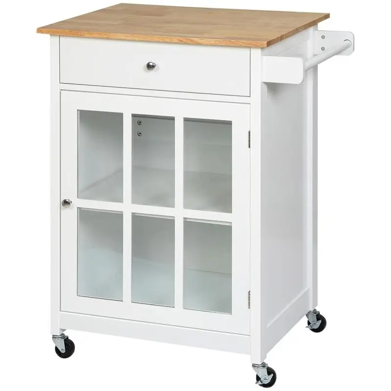 Kitchen Trolley with Glass Door and Drawer