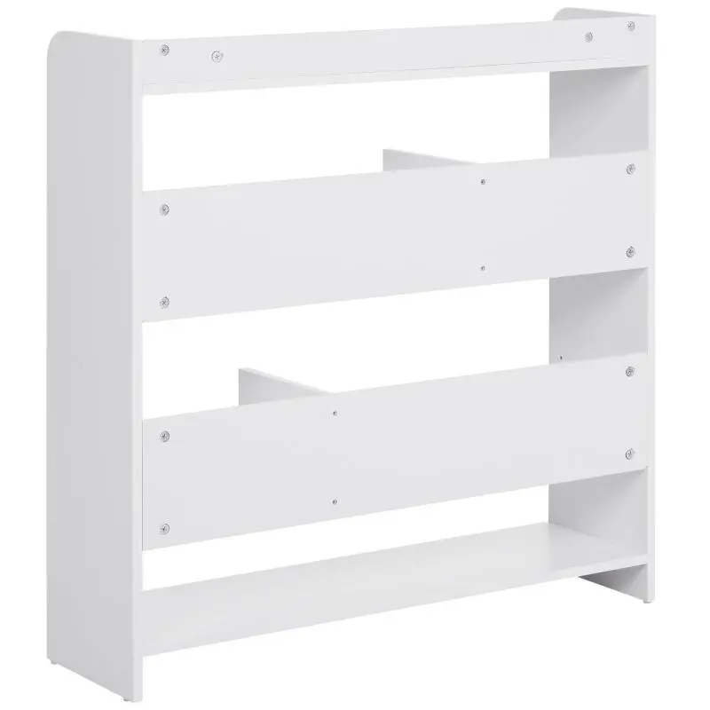 4-Tier Bookcase with 3 Back Panels, White
