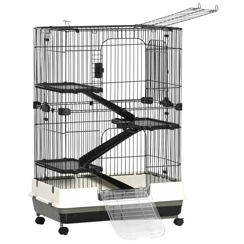 Rolling Small Animal Cage with 3 Platforms