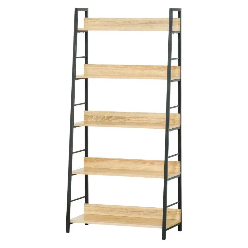 5-Tier Leaning Bookcase, 70 x 35 x 149.5 cm