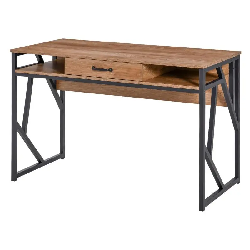 Industrial Desk with Drawer and Open Compartments