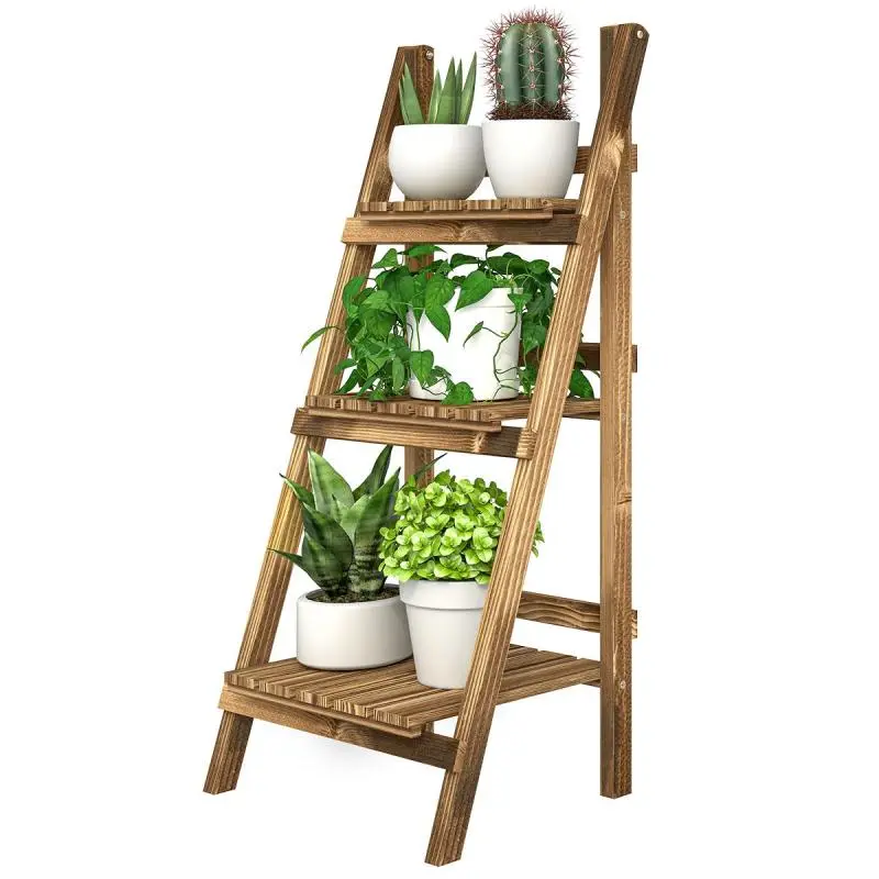 3-Tier Foldable Fir Wood Plant Stand