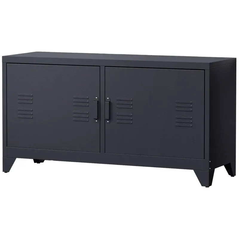 Industrial Steel TV Stand with 2 Cupboards