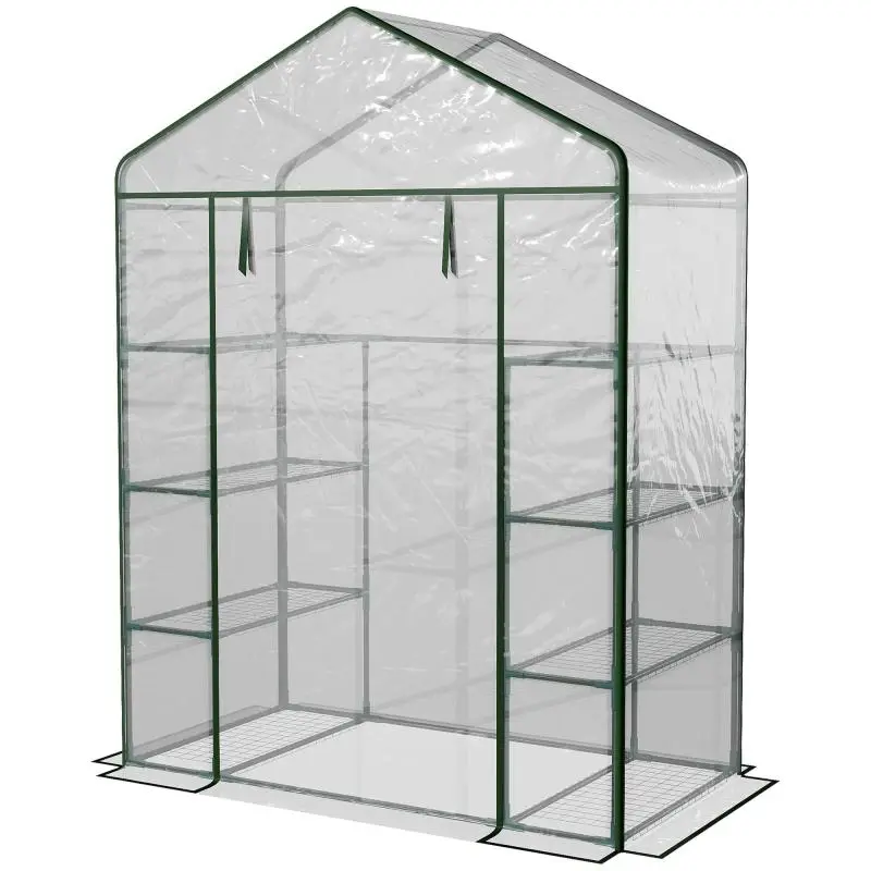 Garden Greenhouse with 8 Shelves and Roll-Up Door