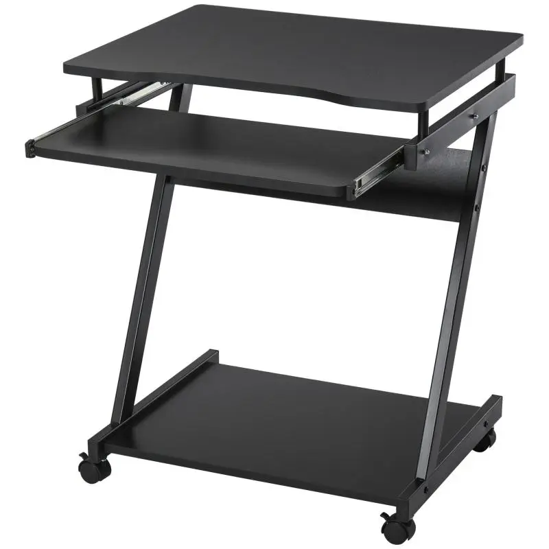 Rolling Computer Desk with Keyboard Tray