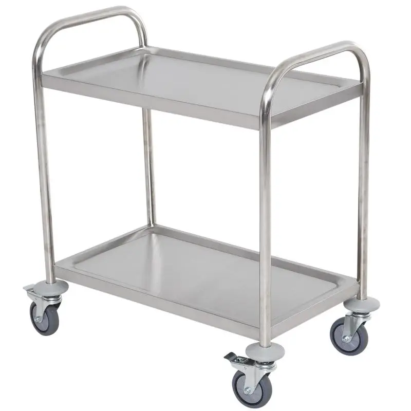 Chrome-Plated Steel Kitchen Service Trolley, 2 Shelves