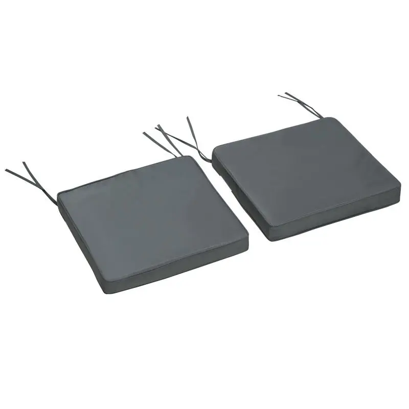 Set of 2 Garden Chair Cushions, 45 x 45 cm, Dark Grey