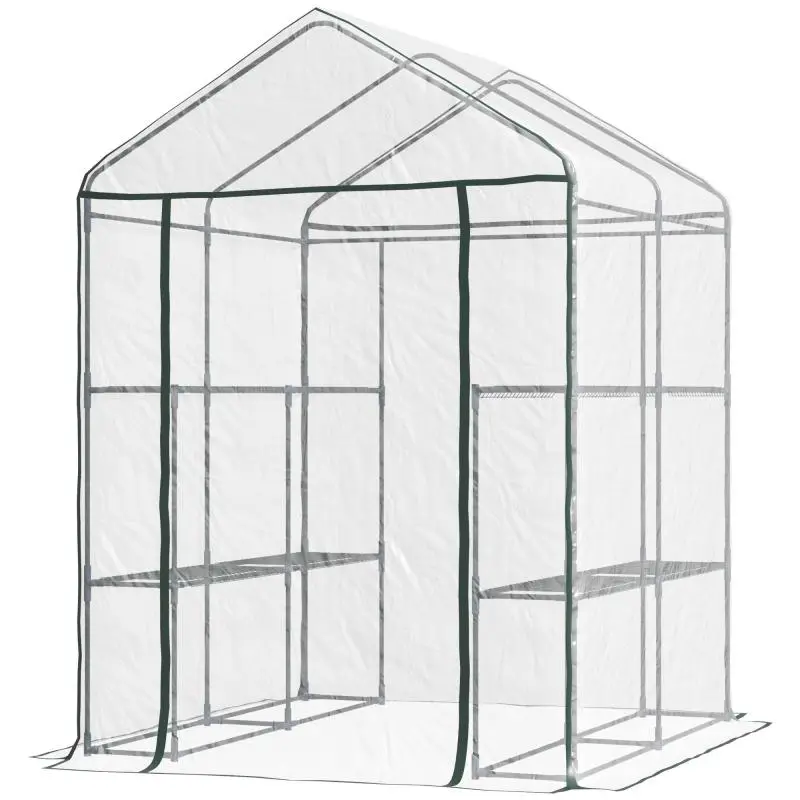 Garden Greenhouse with 3-Tier Shelves, 143 cm