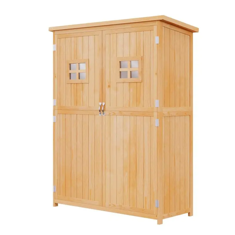 Wooden Garden Shed Cabinet with 2 Shelves