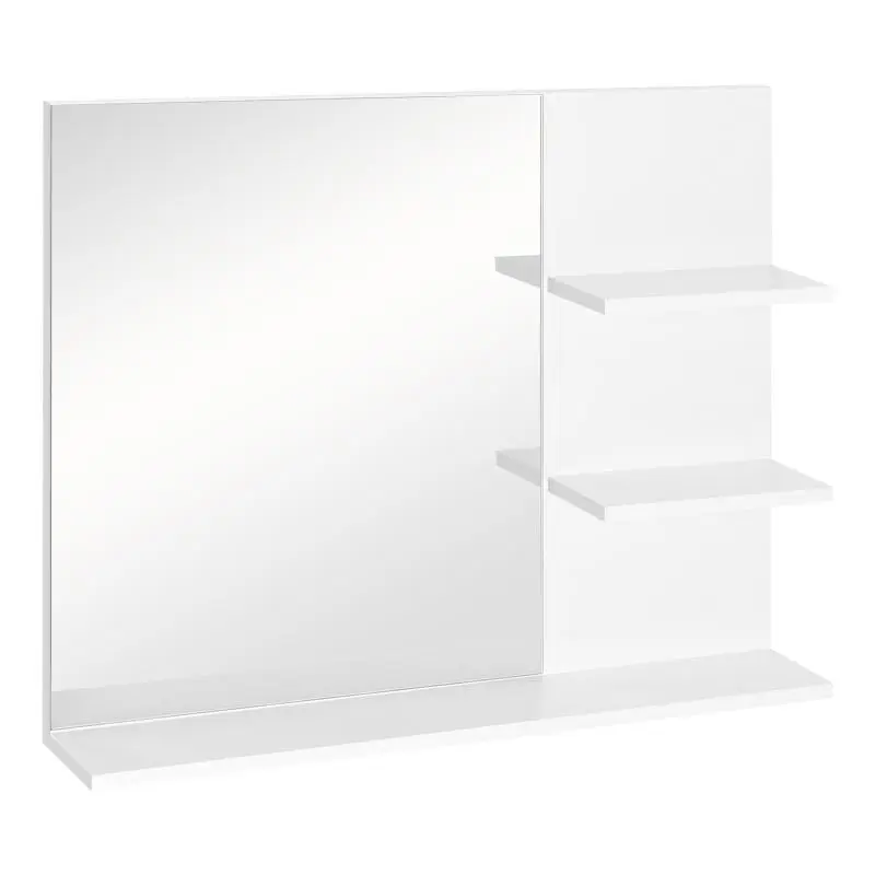 Bathroom Mirror with 3 Shelves, White