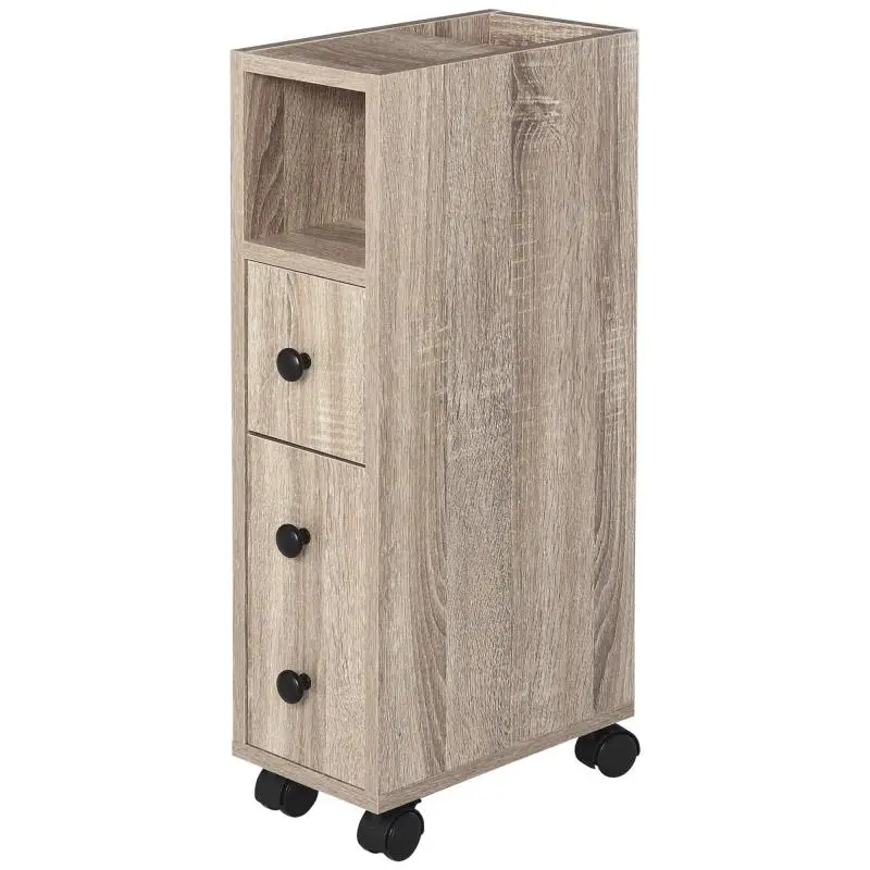 Toilet Paper Storage Unit with 3 Tiers, Light Oak Effect