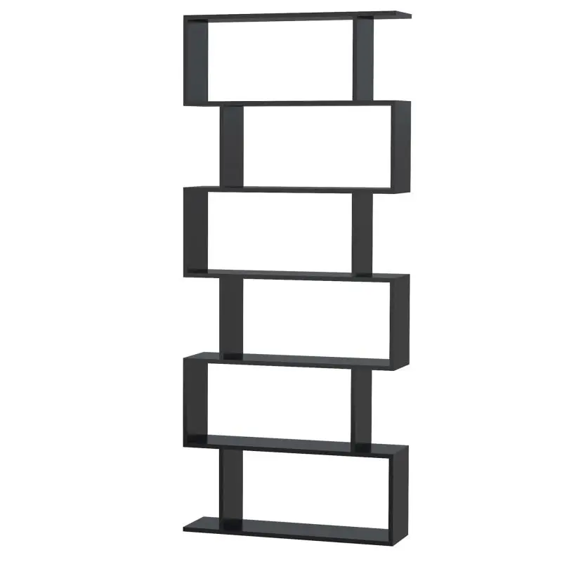 Zigzag Bookshelf, 6 Shelves, Black