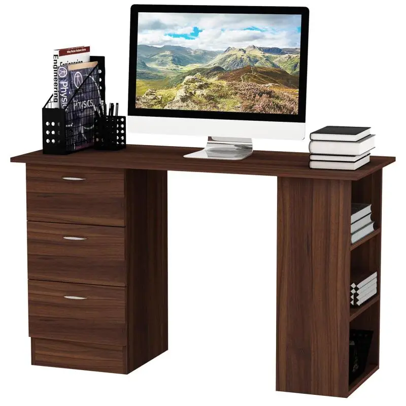 Desk with Storage, 120 cm, Walnut