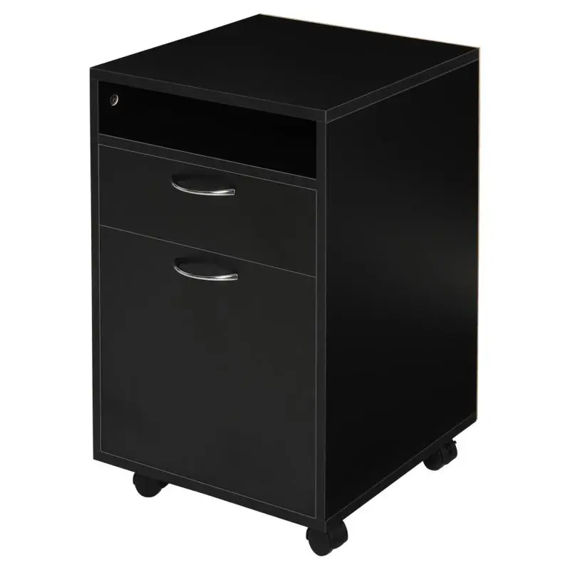Office Storage Unit on Casters, Black