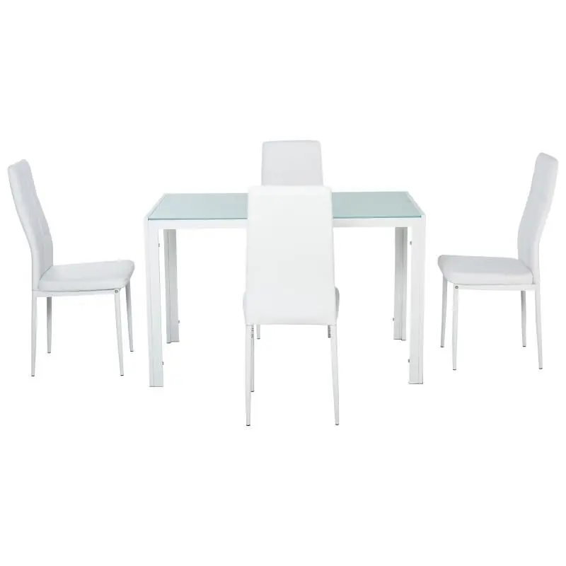 4-Seater Dining Table Set with Glass Top