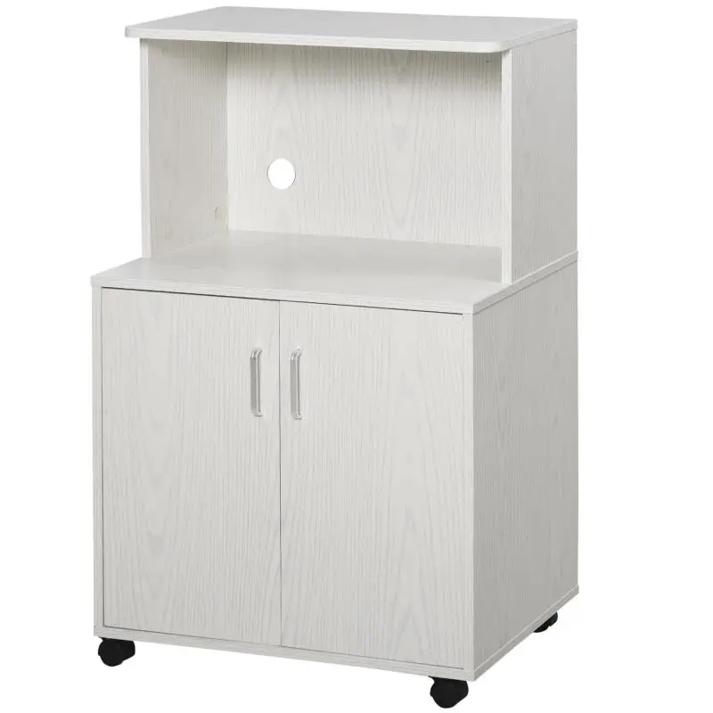 Microwave Trolley With 2-Door Cabinet