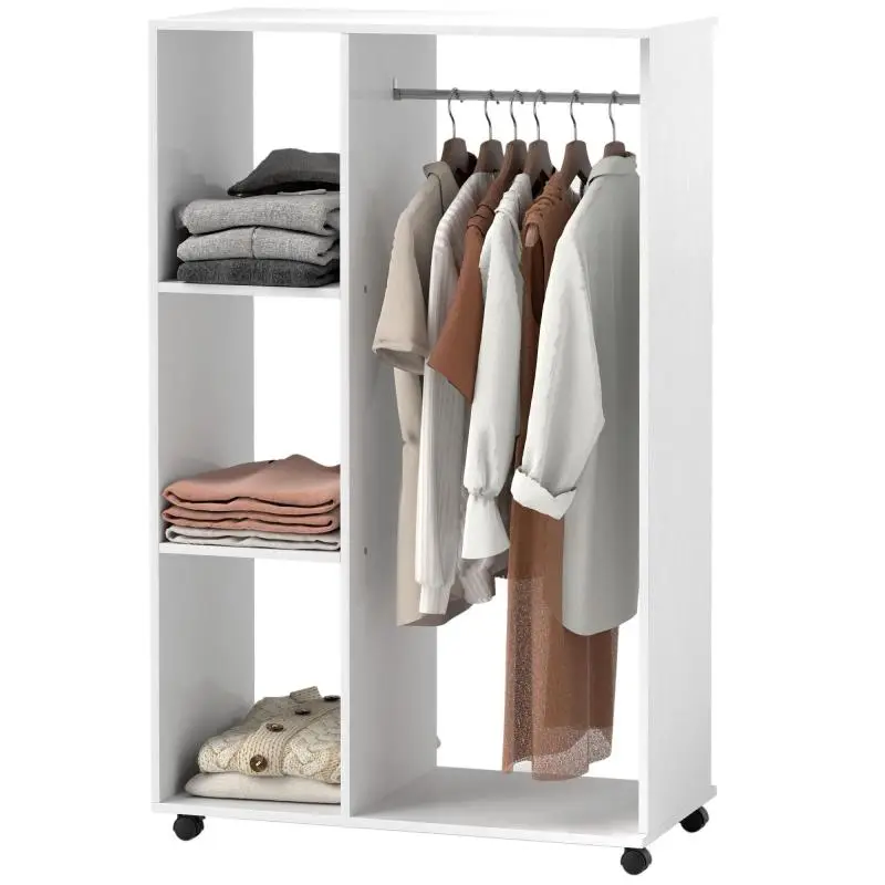 Mobile Clothes Rack With 3 Shelves