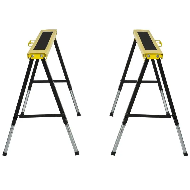 Set of 2 Foldable Sawhorses, 100 x 49 x 62–90 cm