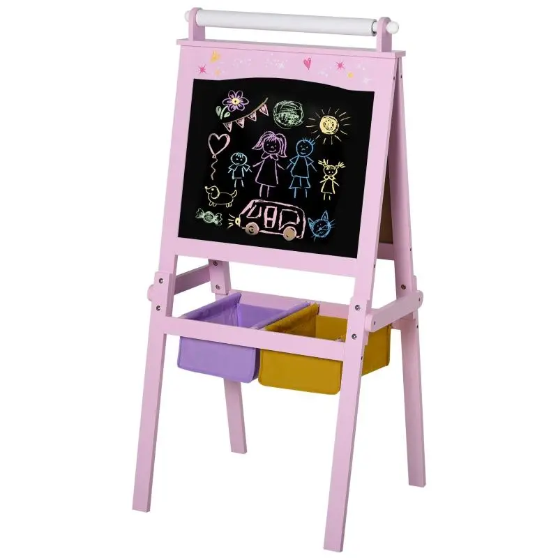 3-in-1 Kids Easel With Storage Baskets