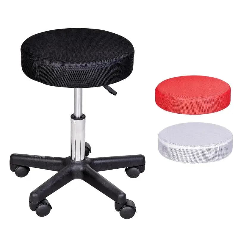 Height-Adjustable Swivel Stool on Wheels, Black