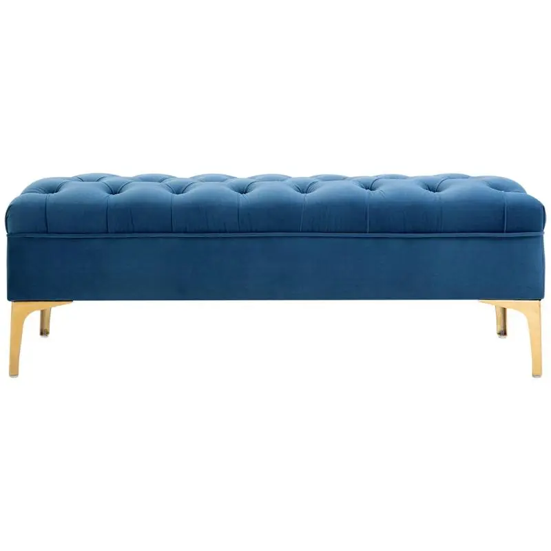 Tufted Bench with Gold Metal Legs