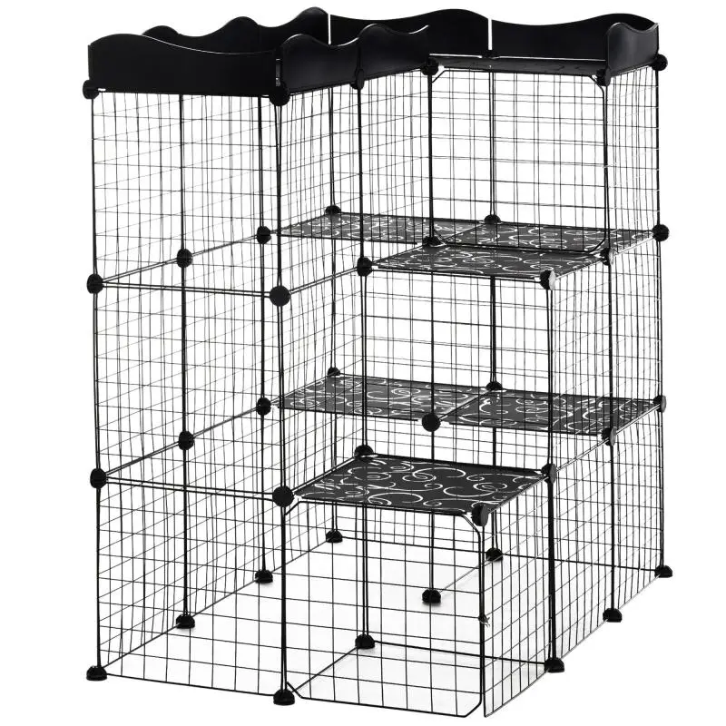 Modular 3-Level Small Animal Enclosure, Black
