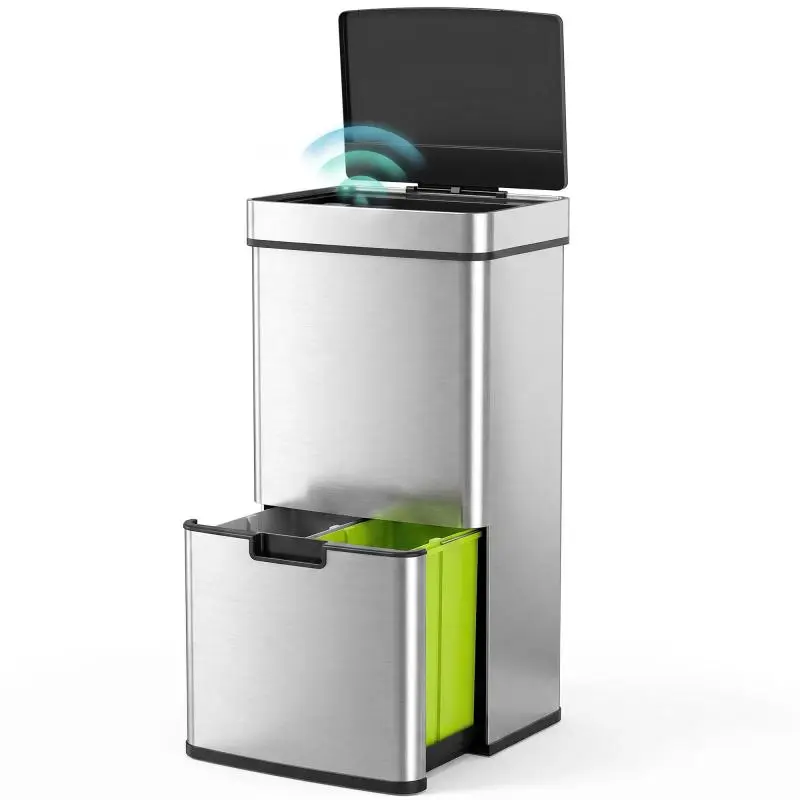 3-Compartment Motion Sensor Bin, 72 L