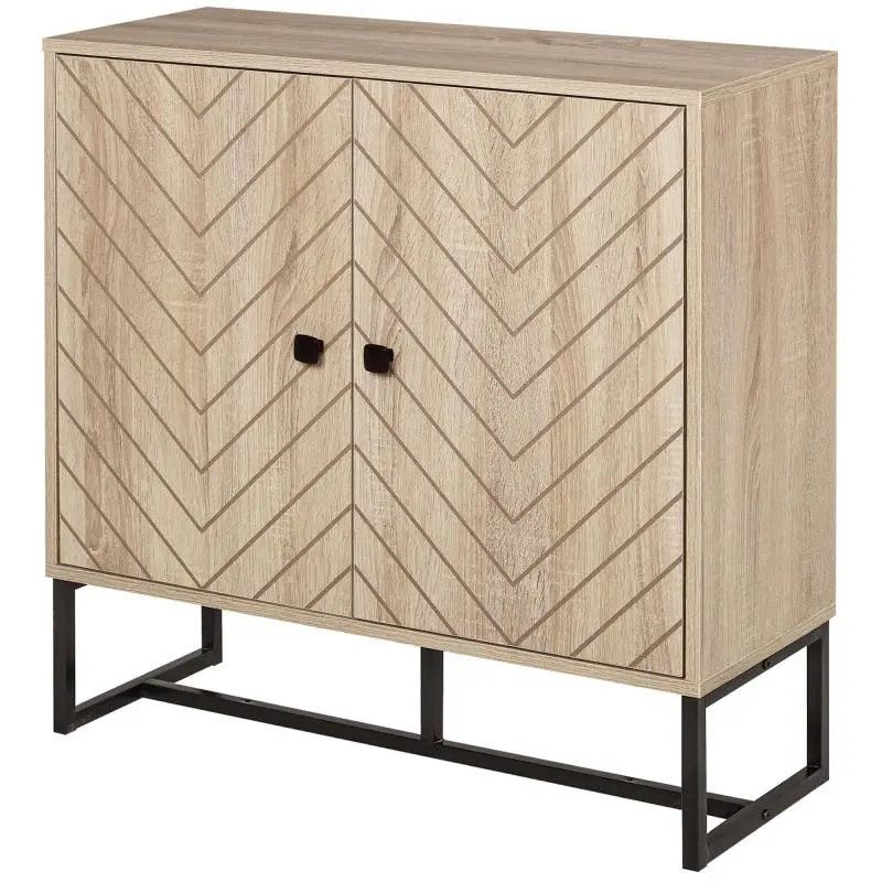2-Door Wooden Sideboard with Black Metal Legs