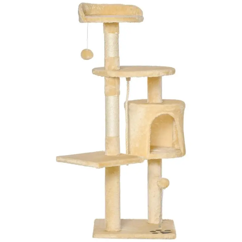 Cat Tree with Platforms and Toys, 114 cm