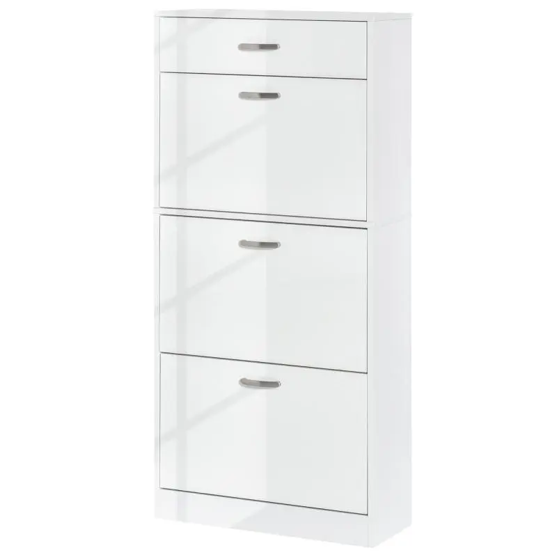 Shoe Cabinet with 3 Drop-Down Doors and Drawer